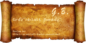 Grünblatt Benkő névjegykártya